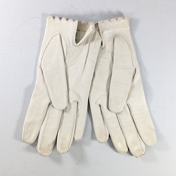 Vintage Gaymode Italy white leather driving gloves size 7 - Picture 3 of 7